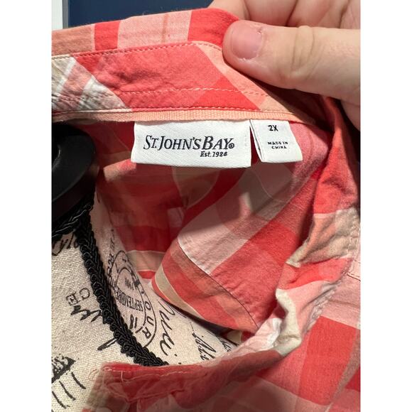 St. John's Bay Lightweight Plaid 3/4 Sleeve button up Shirt - Picture 3 of 9